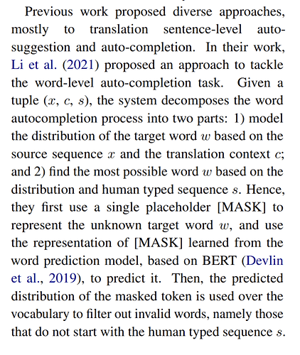 Screenshot from paper describing word level auto-completion